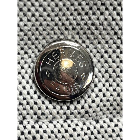 Hermès Fourre-Tout Messenger Bag Gray Cotton Canvas Black Stripe Made in France - Picture 4 of 16